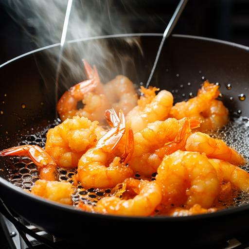 close up photography of shrimp tempura in deep frying pot