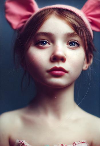 close up portrait of a young girl mixed with a mouse, mouse girl hybrid, mouse ears, mouse nose, photorealistic, moody rimlight, ultra detailed, intimate portrait composition, cinestill 800 —testp —creative —ar 9:16