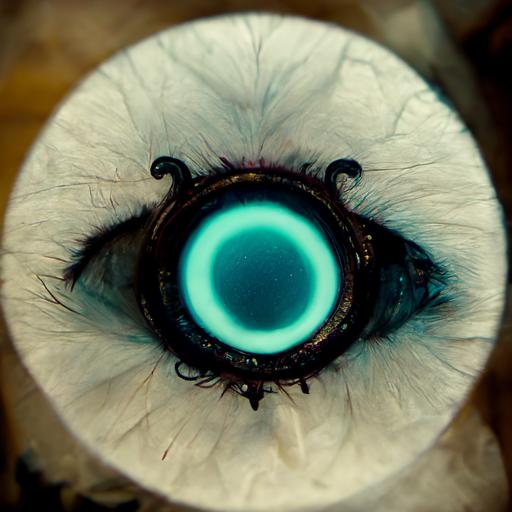 clossup shot of a eye inside eye one ghost eyebow like snikes