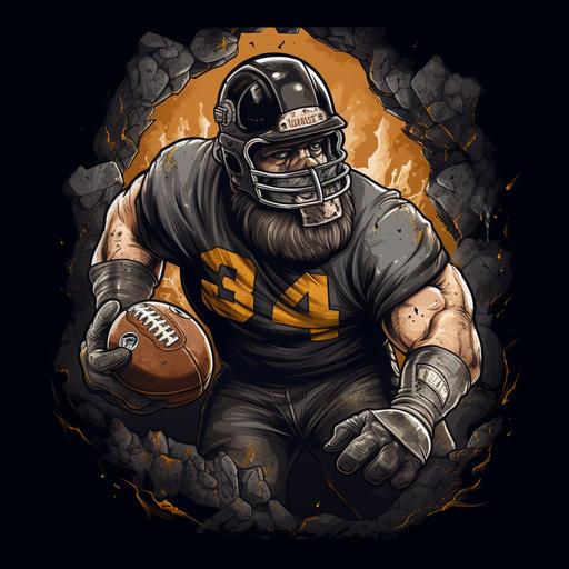 coal miner , playing American football, logo