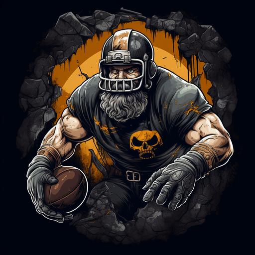 coal miner , playing American football, logo
