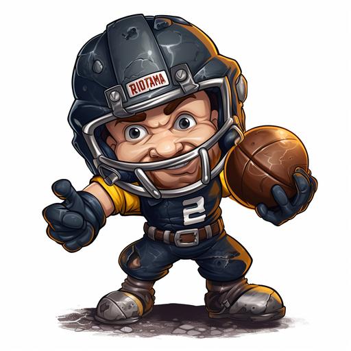 coal miner , with football helmet, playing American football, cartoon style