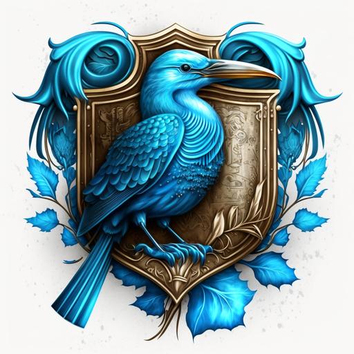 coat of arms, blue water bird, logo