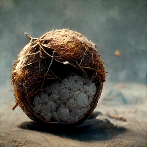 coconut falling on monkey, insane detail, ultra-realistic, octane render