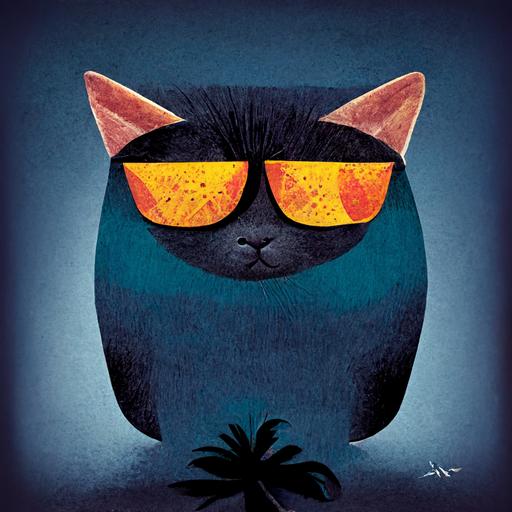 coconut palmtree cat, funny, illustration, --chaos 50