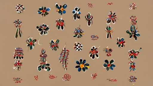 many little flowers and swirls native american pattern beaded muscogee illustration paper --ar 16:9
