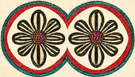 single circular flower and swirls native american pattern beaded muscogee illustration paper --ar 16:9