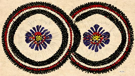 single circular flower and swirls native american pattern beaded muscogee illustration paper --ar 16:9