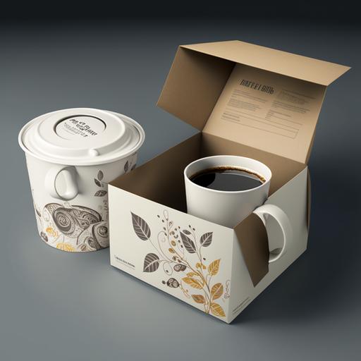 coffee cup and box Packaging, --v 4 --stylize 750