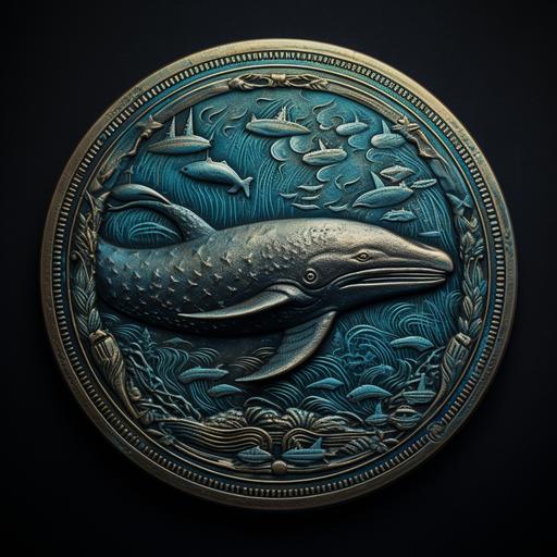 coin with blue whale