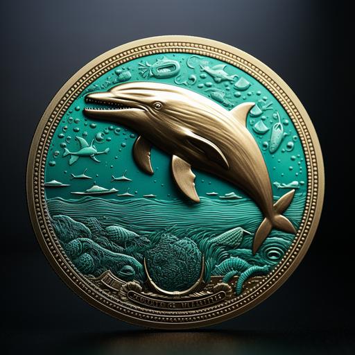 coin with cyan whale