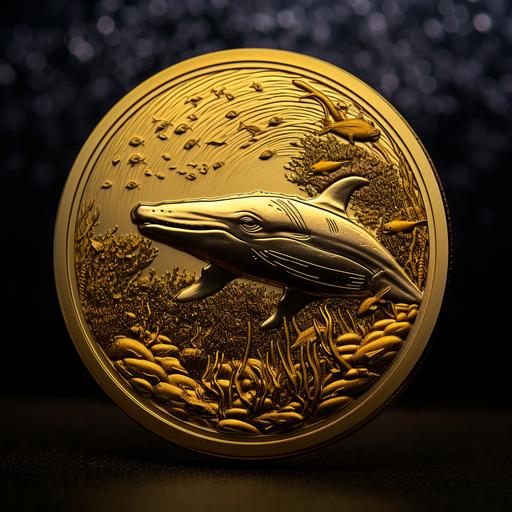 coin with gold color whale