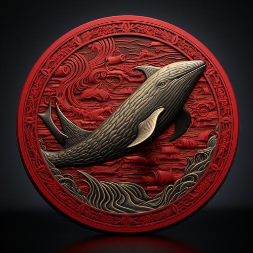 coin with red whale