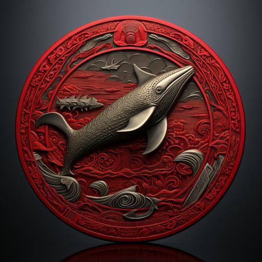 coin with red whale