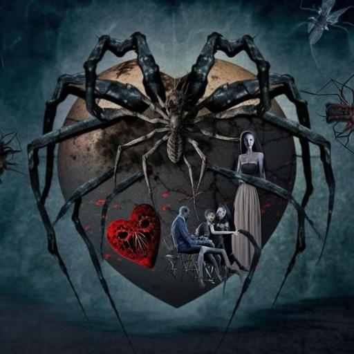 collage of nighmares and spiders, Scary, Real, heart attack --v 4