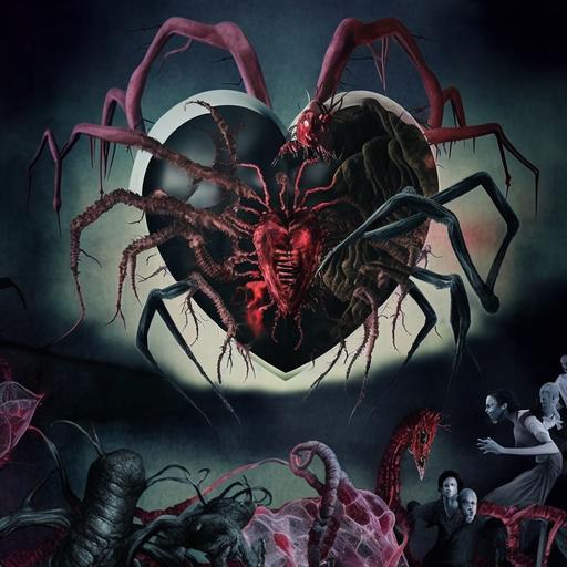 collage of nighmares and spiders, Scary, Real, heart attack --v 4