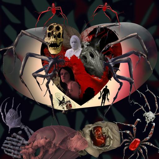 collage of nightmares and spiders, Scary, Real, heart attack --v 4