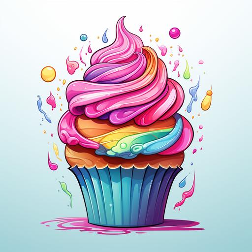 colorful cartoon cupcake