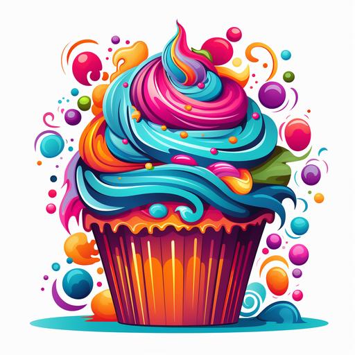 colorful cartoon cupcake