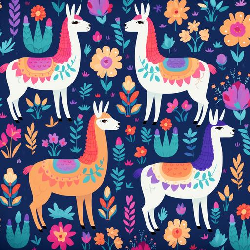 colorful cartoon llama pattern