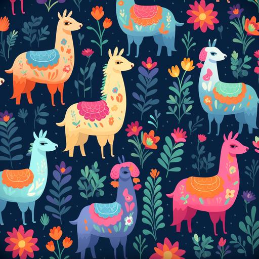 colorful cartoon llama pattern