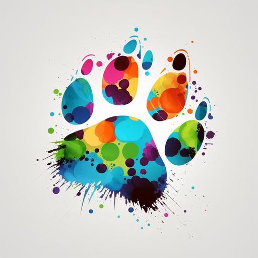 colorful dog paw, cartoon style, white background