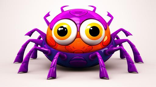 colorful halloween funny cartoon spider character, in the style of interactive artwork, vector graphic, simplified shapes, light orange and dark magenta, webcore, avocadopunk, toyism, colorful animations, smile, positive, isolated, white background --ar 16:9
