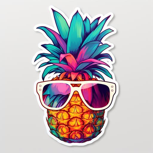 colorful pinapple,summer vibes,sticker,8k,--v4
