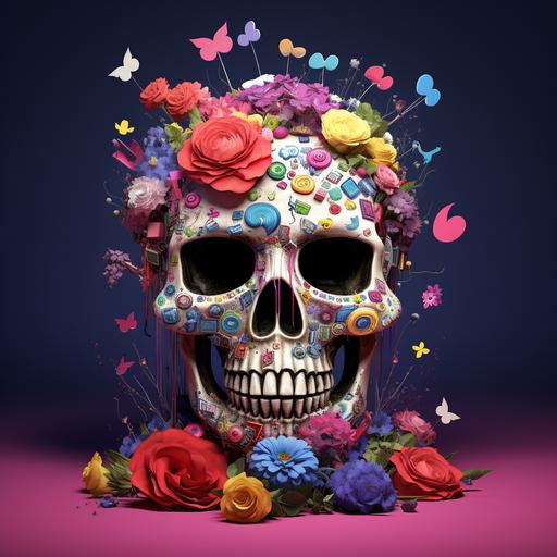 colorful scull with facebook and instagram logos