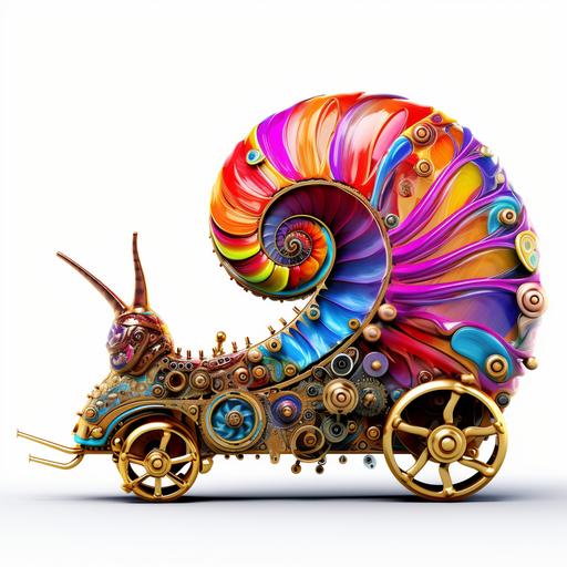 colorful steampunk snail clipart on a white background