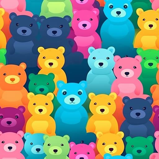 colorful teddy bears, cute cartoon, wallpaper --tile
