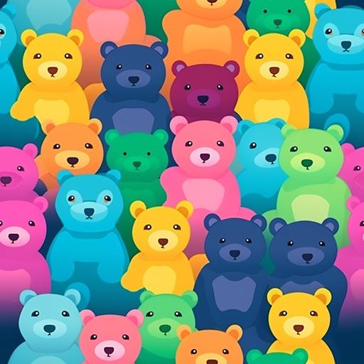 colorful teddy bears, cute cartoon, wallpaper --tile