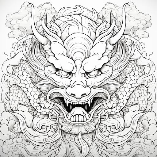 coloring book for adults black and white Chinese Dragon: A powerful symbol of luck, strength, and prosperity in Chinese culture.