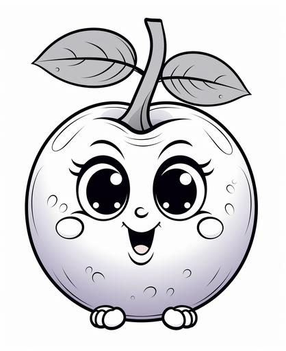 coloring page for kids, Blueberry, cartoon style, thick line, low detailm no shading --ar 9:11