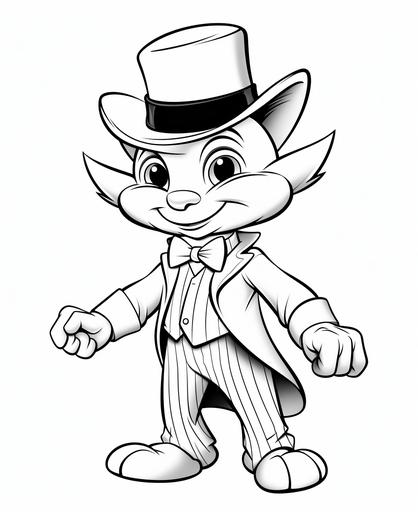coloring page for kids, Jiminy Cricket, cartoon style, thick line, low detailm no shading --ar 9:11