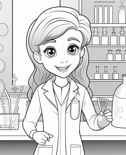 coloring page for kids, Personalized medicine, cartoon style, thick line, low detailm no shading --ar 9:11