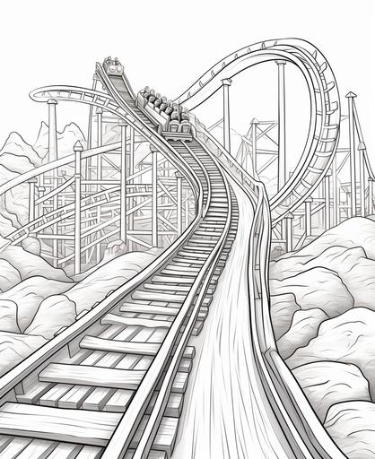 coloring page for kids, Roller coaster brakes, cartoon style, thick line, low detailm no shading --ar 9:11