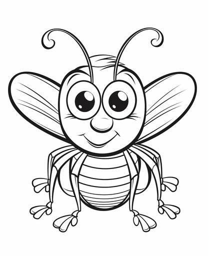 coloring page for kids, bug, cartoon style, thick lines, low detail, no shading --ar 9:11