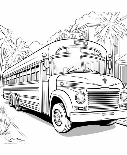 coloring page for kids, bus, cartoon style, thick line, low detail, no shading --ar 9:11
