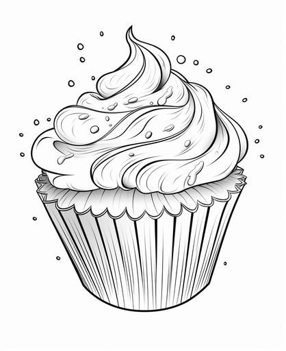 coloring page for kids, choco muffin, cartoon style, low detail, thick lines, no shading --ar 9:11