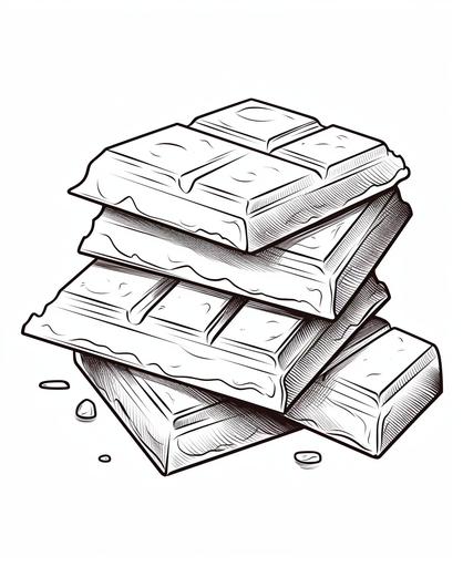 coloring page for kids, chocolate bar, cartoon style, flat graphic design, thick lines, low detail, no shading, white background --ar 9:11