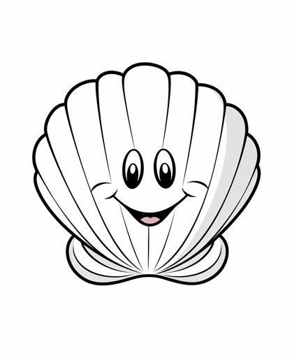 coloring page for kids, cute clam, simple drawing, cartoon style, thick simple lines, low detail, no shading --ar 9:11