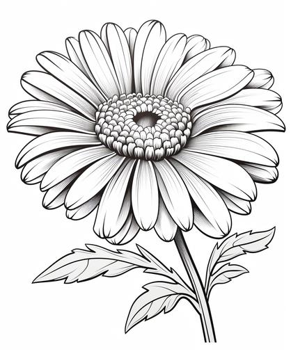 coloring page for kids, daisy, cartoon style, thick line, low detailm no shading --ar 9:11