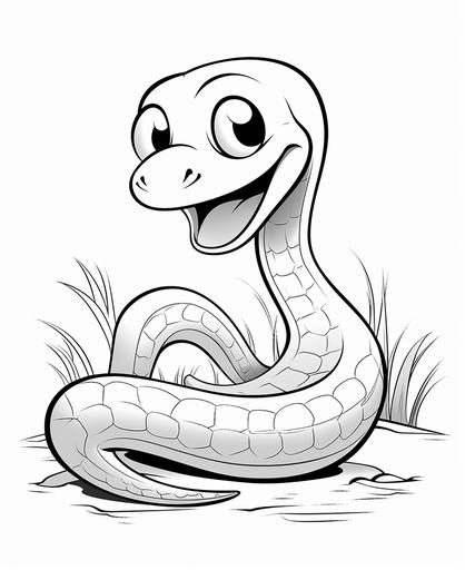 coloring page for kids, eel, cartoon style, thick lines, low detail, no shading, no background --ar 9:11