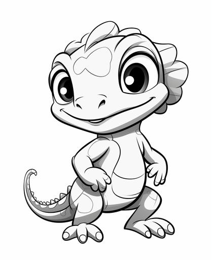coloring page for kids, gecko, simple cartoon style, thick line, low detail, no shading --ar 9:11