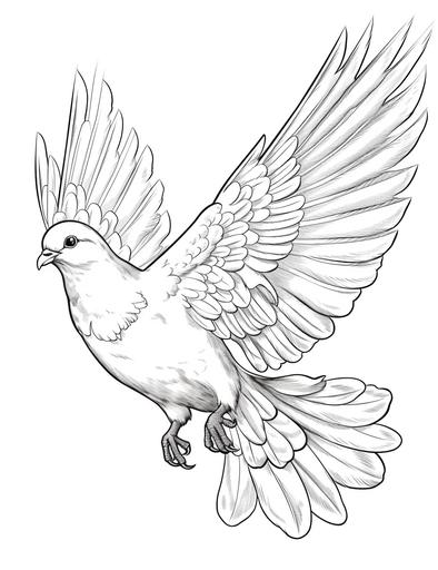 coloring page for kids, holy spirit dove, cartoon style, crisp lines, white background, low detail, no shading --ar 17:22