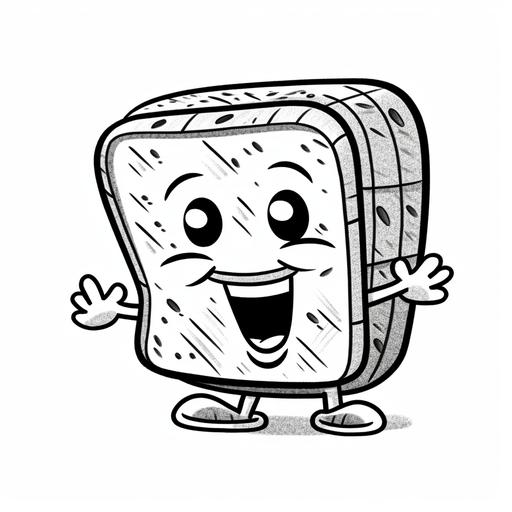 coloring page for kids, smiling peanut butter jelly sandwich, cartoon style, thick lines, low detail, no shading--ar 9:11
