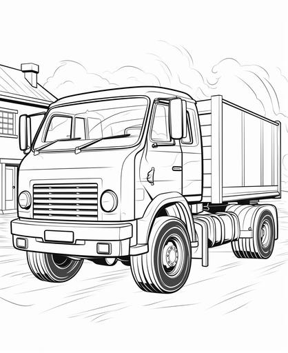 coloring page for kids, truck, cartoon style, thick line, low detail, no shading --ar 9:11