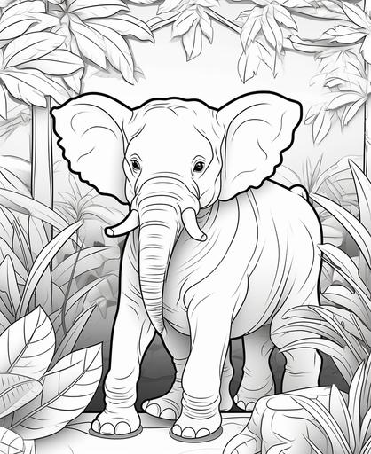 coloring page for kids, zoo , cute animals, cartoon style, thick lines, low detail, no shading --ar 9:11