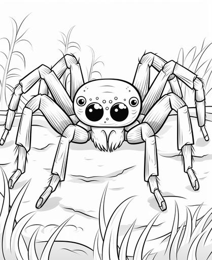 coloring page for kids,Spider , cartoon style, thick line, low detailm no shading --ar 9:11